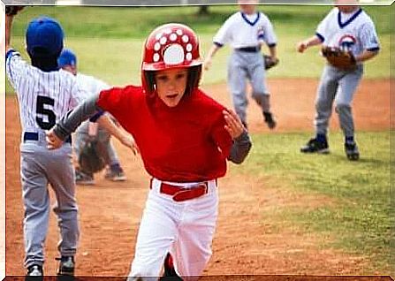 Hobbies for children: A child plays baseball.