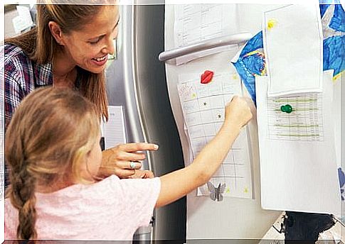 Schedule on refrigerator