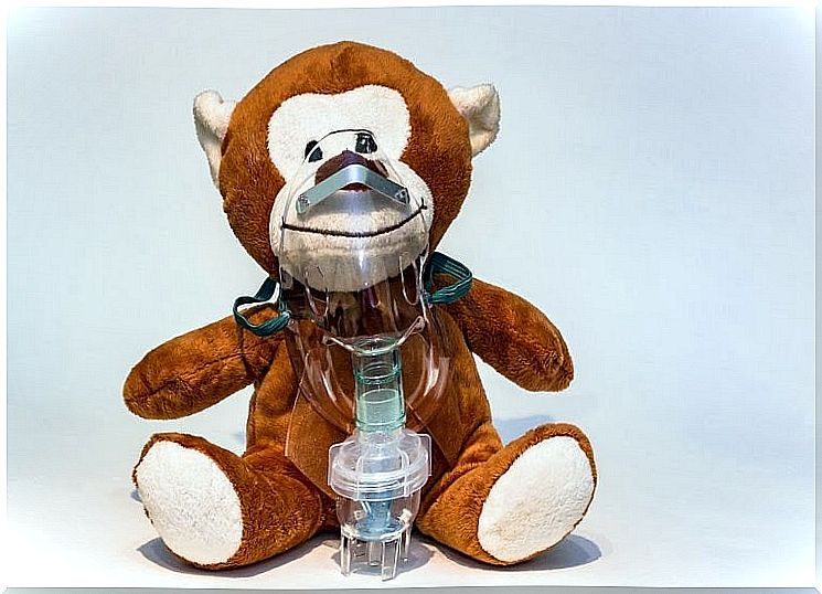 Teddy bear with inhaler