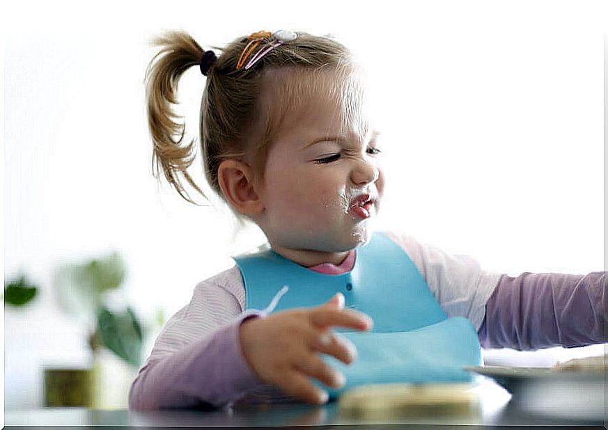 food preferences: toddlers show grimaces of disgust at food