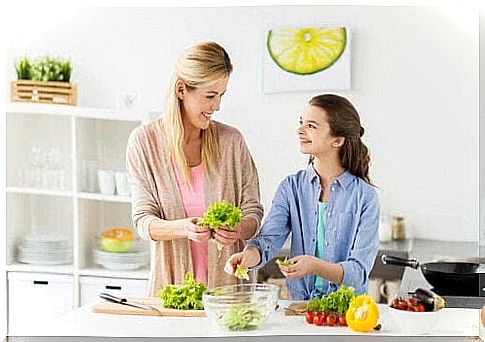 teenager is vegan: mother and daughter cook