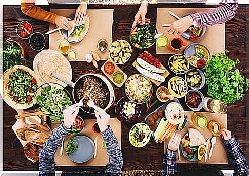 vegan diets: table set for vegan meal