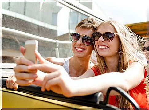 young couple taking a selfie